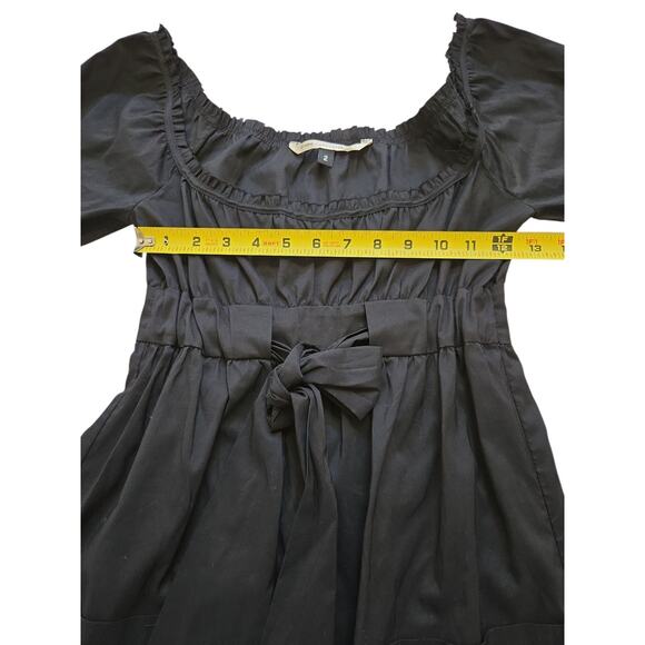 Diane Von Furstenberg Off the Shoulder Black Tie Front Short Sleeve Dress Size 2 - Picture 4 of 12